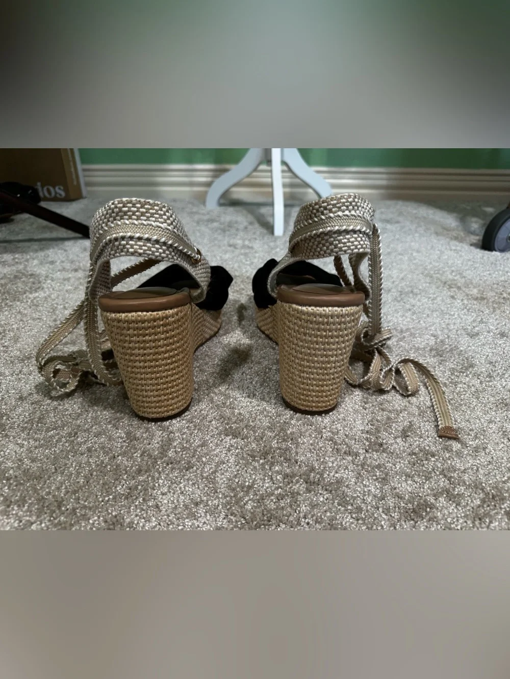 NEW!! torrid Black Bow Espadrille Wedge Sandals with Natural Wrap Ties